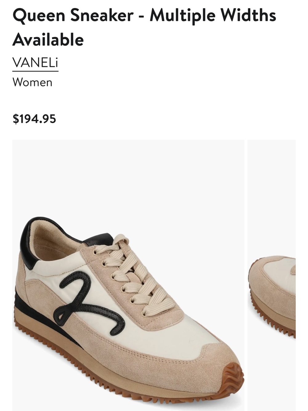 Women’s Cream and Black Vaneli Sport Runner Sneakers